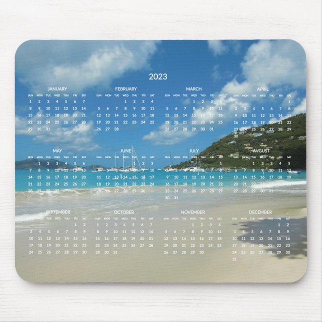 Beach Yearly Calendar 2023 Mouse Pad (Front)