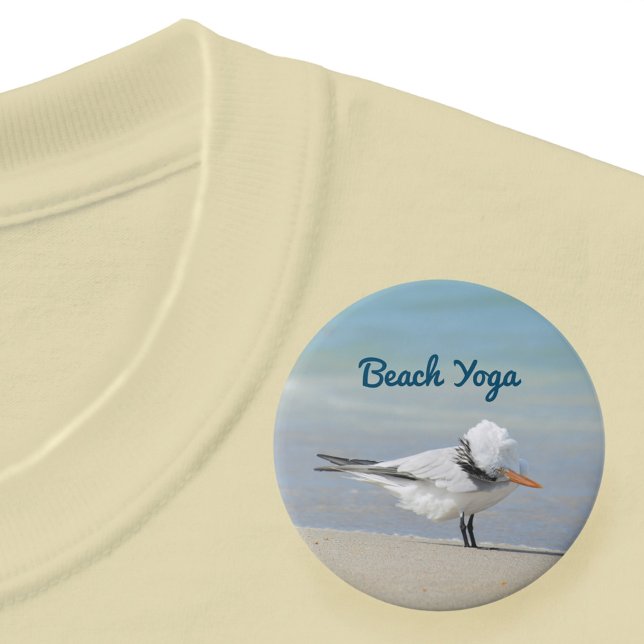 Beach Yoga Royal Tern Funny Bird 7.5 Cm Round Badge (Creator Uploaded)