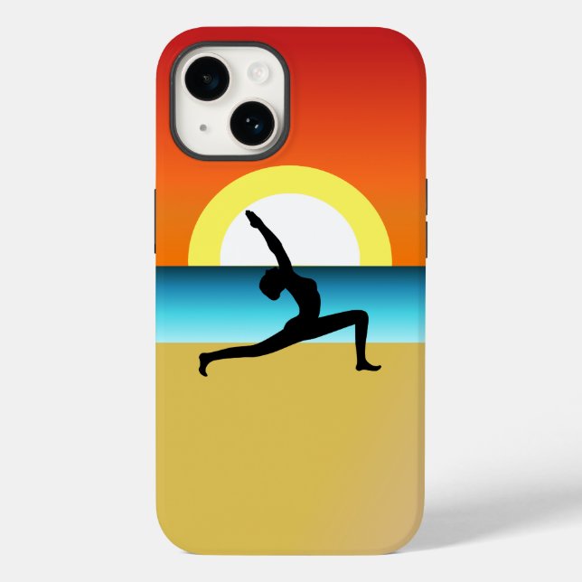 Beach Yoga Woman in a Warrior Pose Case-Mate iPhone Case (Back)