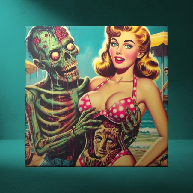 Beach Zombie Girl Ceramic Tile (Creator Uploaded)