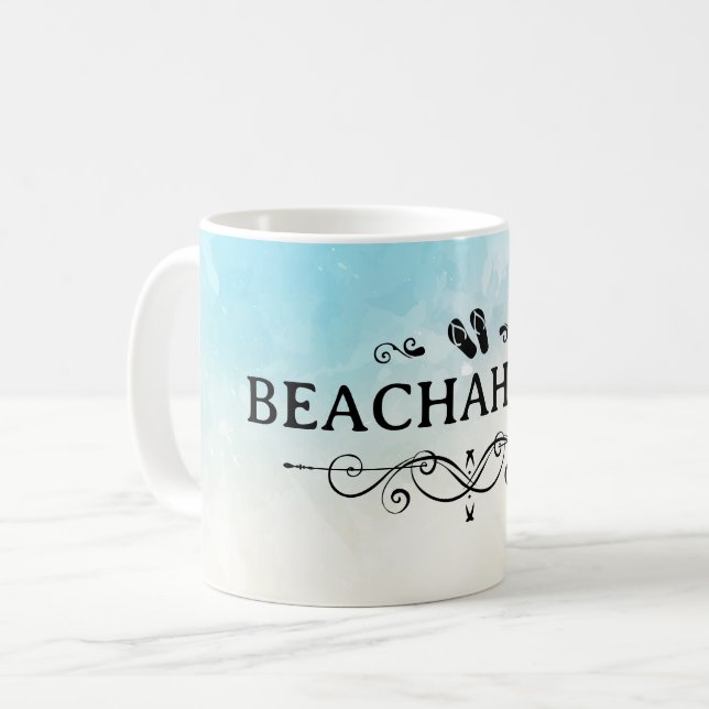 Beachaholic Watercolor Beach Coffee Mug (Front Left)
