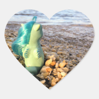 Beachcomber Baby Sea Pony at the Beach Heart Sticker