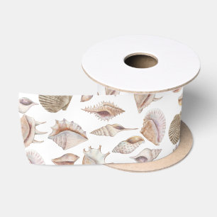 Beachcomber Seashells in Neutral Colours Satin Ribbon