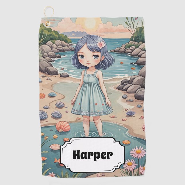 Beachcomber's Bliss Personalized Golf Towel (Front)