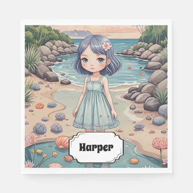 Beachcomber's Bliss Personalized Napkin (Front)