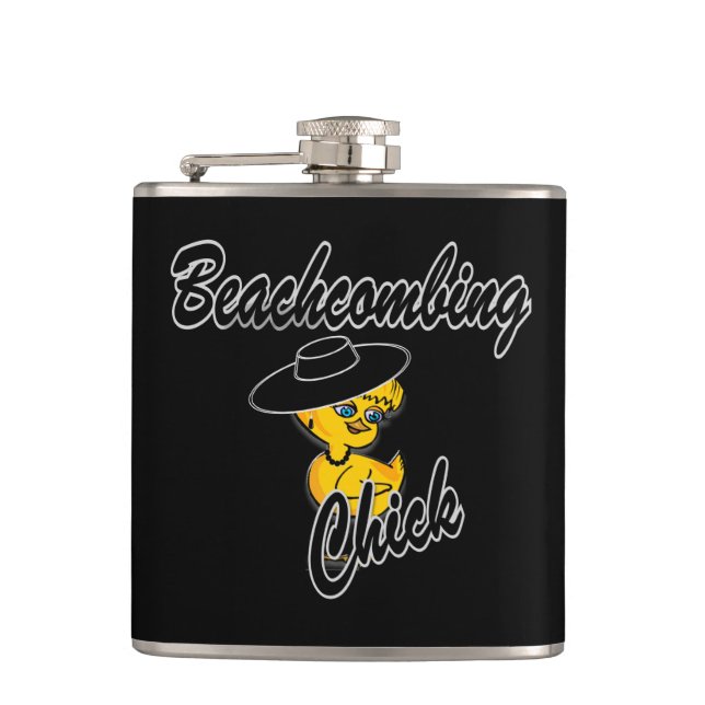 Beachcombing Chick #4 Hip Flask (Front)