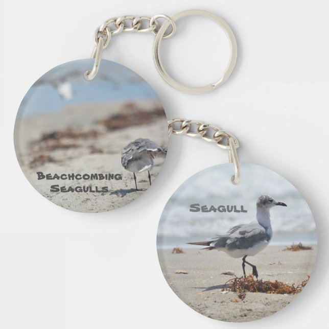 Beachcombing Seagull Personalised Key Ring (Creator Uploaded)