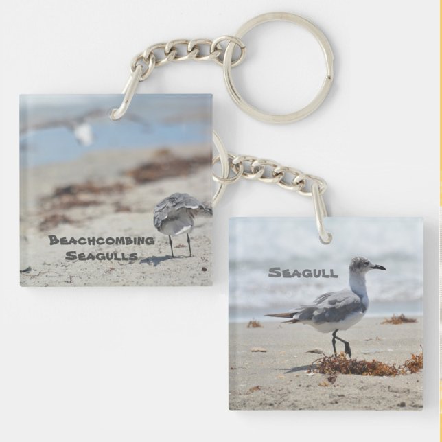 Beachcombing Seagulls Beach customisable Key Ring (Creator Uploaded)