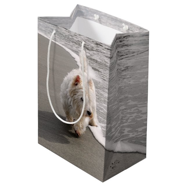 Beachcombing Westie Photo Gift Bag (Back Angled)