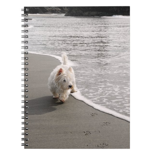 Beachcombing Westie Photo Spiral Notebook (Front)