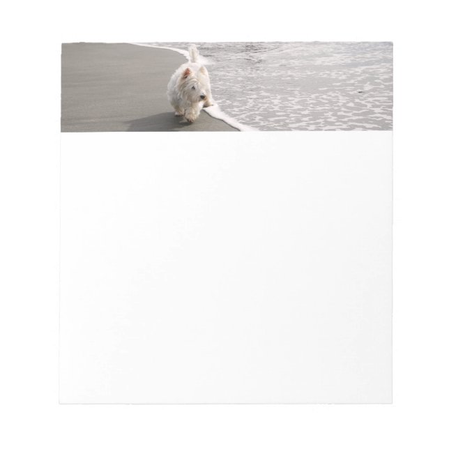 Beachcombing White Westie Dog Photo Stationery Notepad (Front)