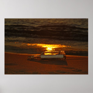 Beached Bottle Poster