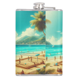 Beaches are serene paradises hip flask