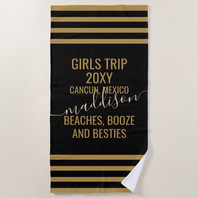 Beaches & Besties Personalised Girls Trip Beach Towel (Front)