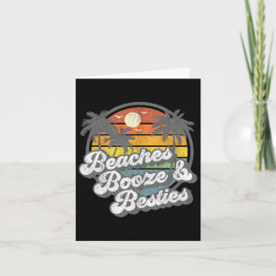 Beaches Booze And Besties Funny Retro 70s Beach Wo Card