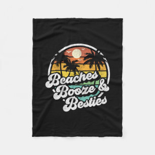 Beaches Booze And Besties Funny Retro 70s Beach Wo Fleece Blanket