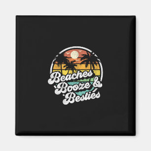Beaches Booze And Besties Funny Retro 70s Beach Wo Magnet