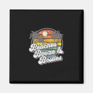 Beaches Booze And Besties Funny Retro 70s Beach Wo Magnet