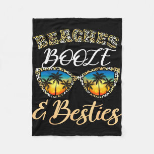 Beaches booze and besties girls trip 2026 florida fleece blanket
