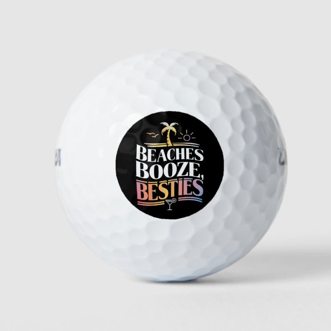 Beaches Booze & Besties Coconut Tree Summer  Golf Balls (Front)