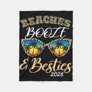 Beaches booze besties girls trip 2026 florida fleece blanket