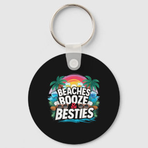 Beaches Booze Besties Summer Beach Party Tropical Key Ring