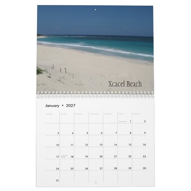 Beaches of the Riviera Maya Calendar (Jan 2027)