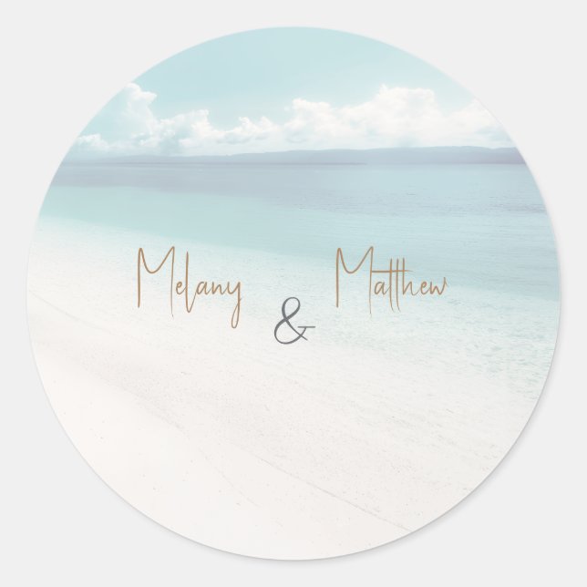 Beachfront Ocean Seaside Wedding Sticker (Front)