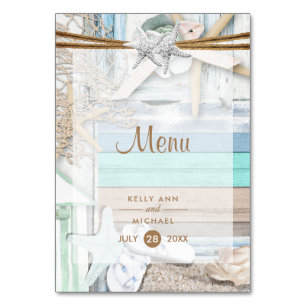 Beachfront Wedding Menu Table Number