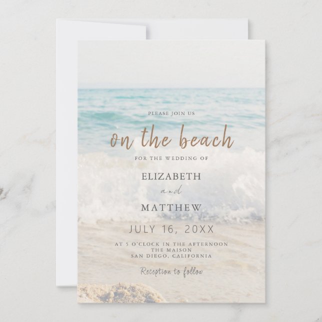 Beachfront Wedding Seaside/Oceanside Wedding Invitation (Front)