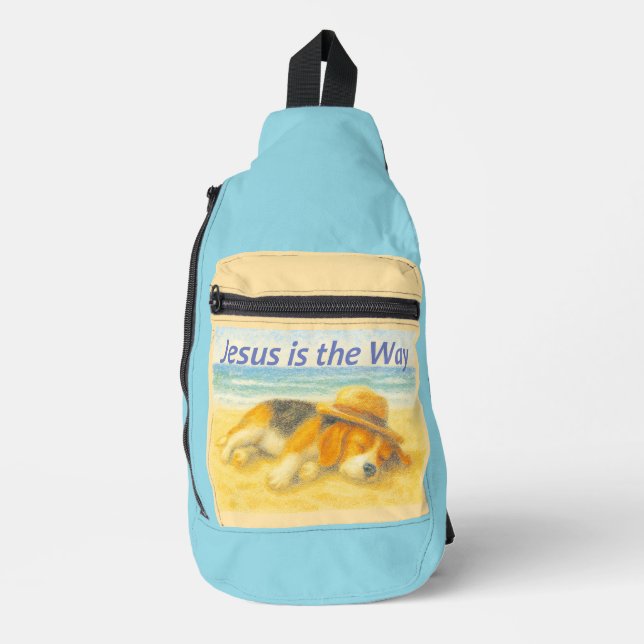 Beachgoer with a Hat - "Jesus is the Way" Sling Bag (Front)