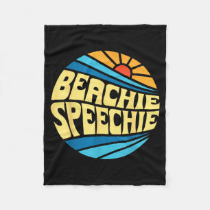 Beachie Speechie Speech Therapy Beach Retro Summer Fleece Blanket