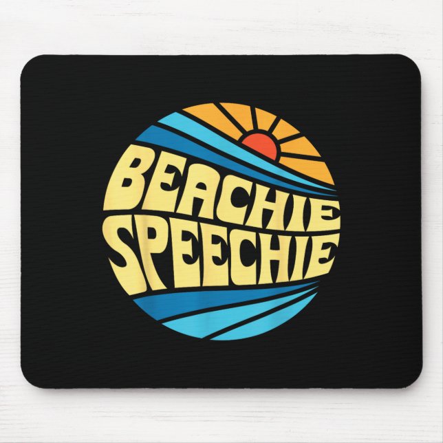 Beachie Speechie Speech Therapy Beach Retro Summer Mouse Pad (Front)