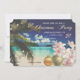BeachPalm,Plumeria,Christmas Balls Corporate Party Invitation