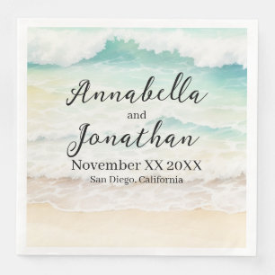 Beachscape Waves on a Sandy Beach Wedding Napkin