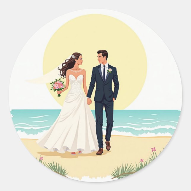 Beachside Bliss Wedding Sticker (Front)