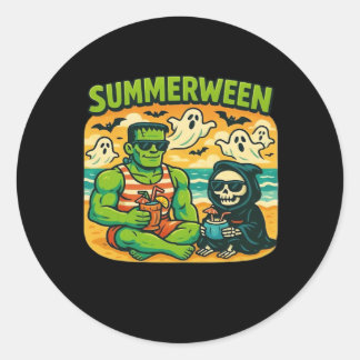 Beachside Boogeymen - Retro Summerween Vibes Class Classic Round Sticker