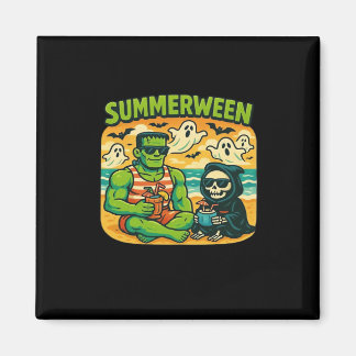 Beachside Boogeymen - Retro Summerween Vibes Class Magnet