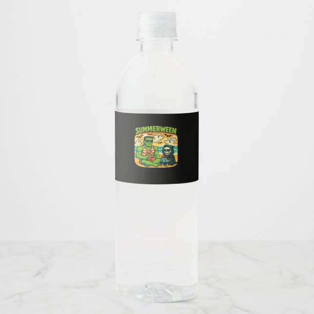 Beachside Boogeymen - Retro Summerween Vibes Class Water Bottle Label (Front)