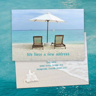 Beachside Chairs New Address Announcement Cards