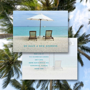 Beachside Chairs New Address Announcement Postcard
