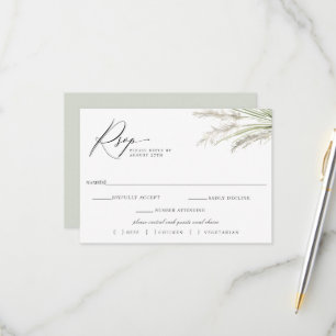 Beachside Pampas Grass Wedding RSVP Meal Choice Card