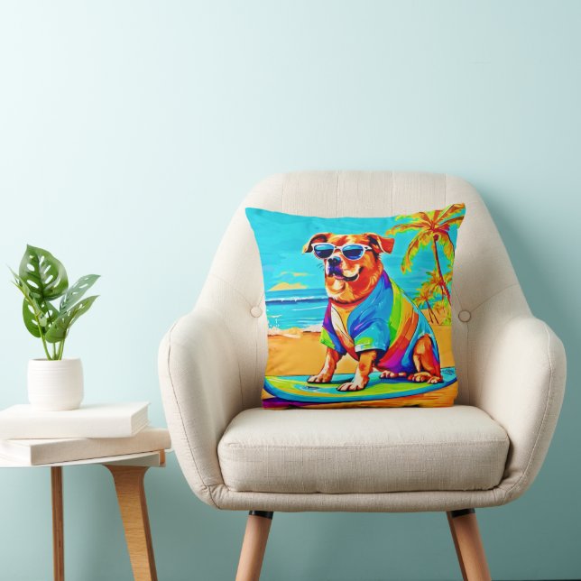 Beachside Pup: Surfing Charm Cushion (Chair)