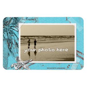 Beachwalker Collage Turquoise Custom Photo Large Magnet