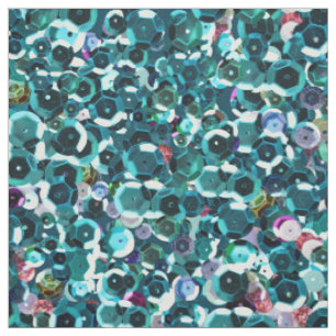 Beachy Aqua Blue Faux Sequins Fabric