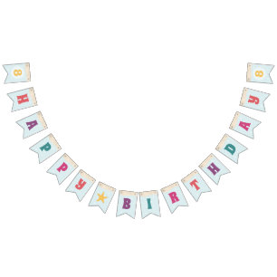 Beachy Birthday Bubbles Pink Teal Purple Peach Bunting