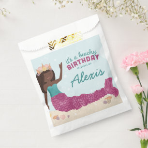 Beachy Birthday Mermaid Favour Box Pink Teal Bag