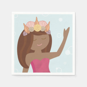 Beachy Birthday Mermaid Pink Purple Napkin