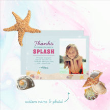 Beachy Birthday Mermaid Thank You Purple Pink Blue