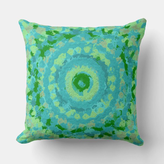 Beachy Blue and Green Clay Art 6096 Cushion (Front)